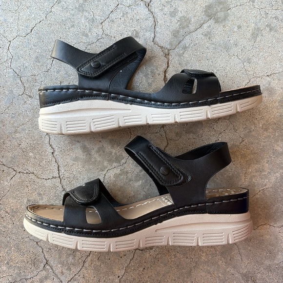 NEW Ortorex Black Wedge Sandals size 9 - Picture 3 of 8